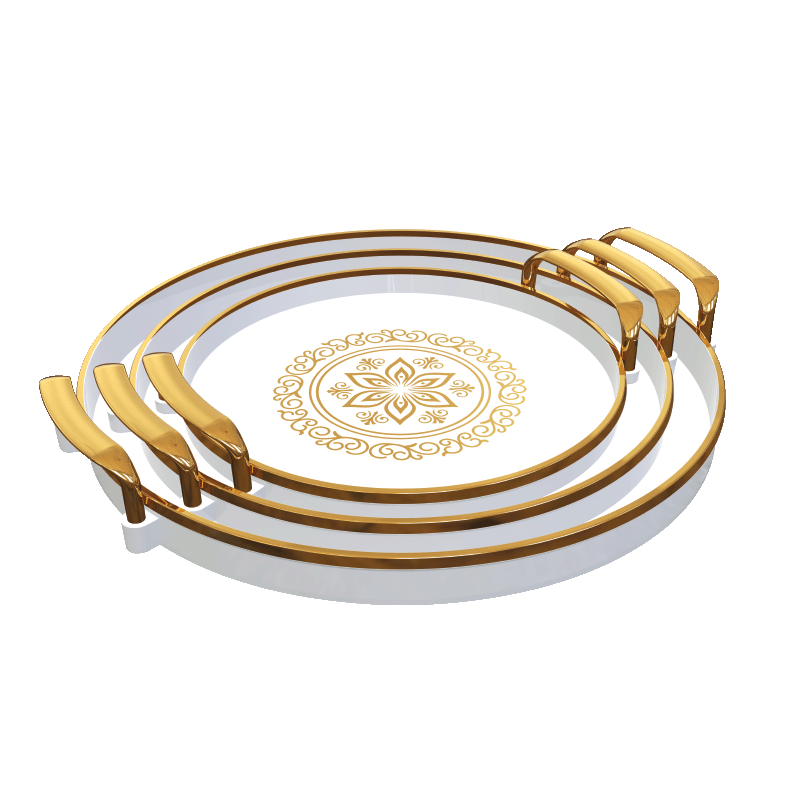 KM0258-40 3parça Tamara serisi Gold Tepsi