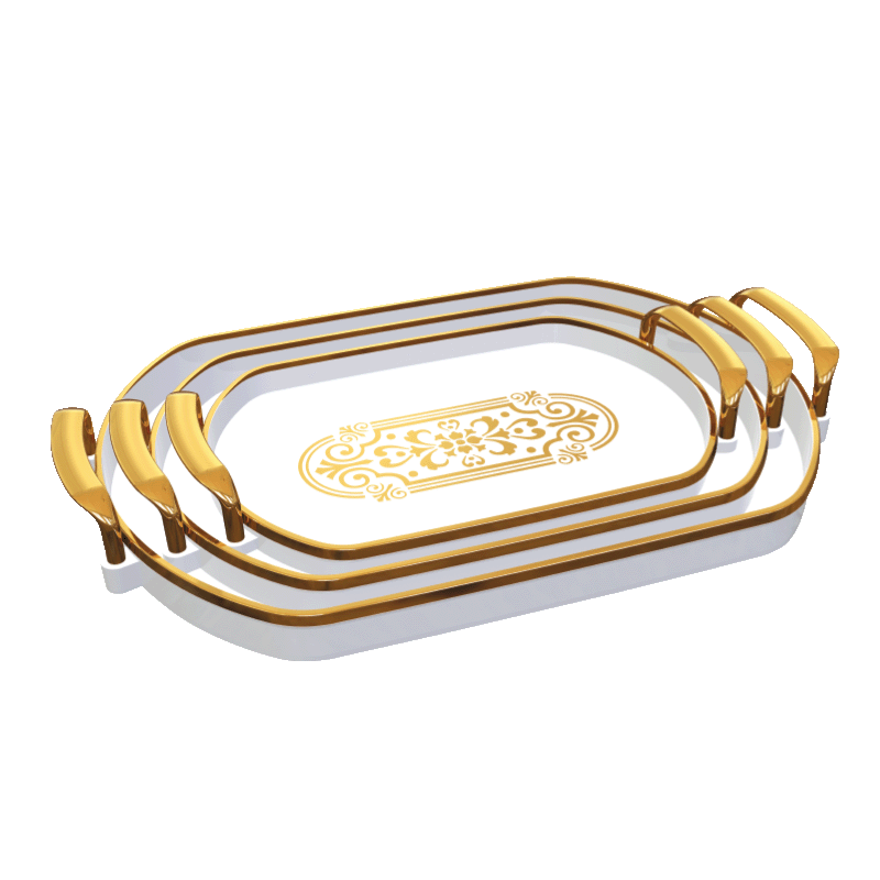 KM0262-40 3 Parça Tamara Gold Tepsi